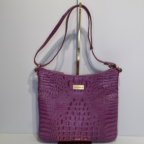 Brahmin Vibrant Pink Croc-Embossed Bag - Picture 2 of 15